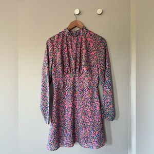 Retro mock collar floral pattern dress by The Fifth Label
